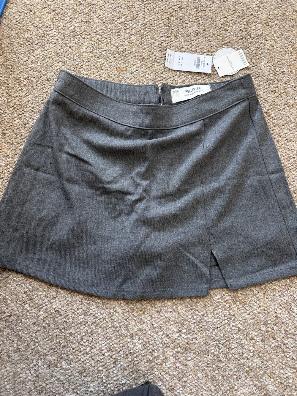 Hollister Gray A-Line Mini Skirt with Front Slit